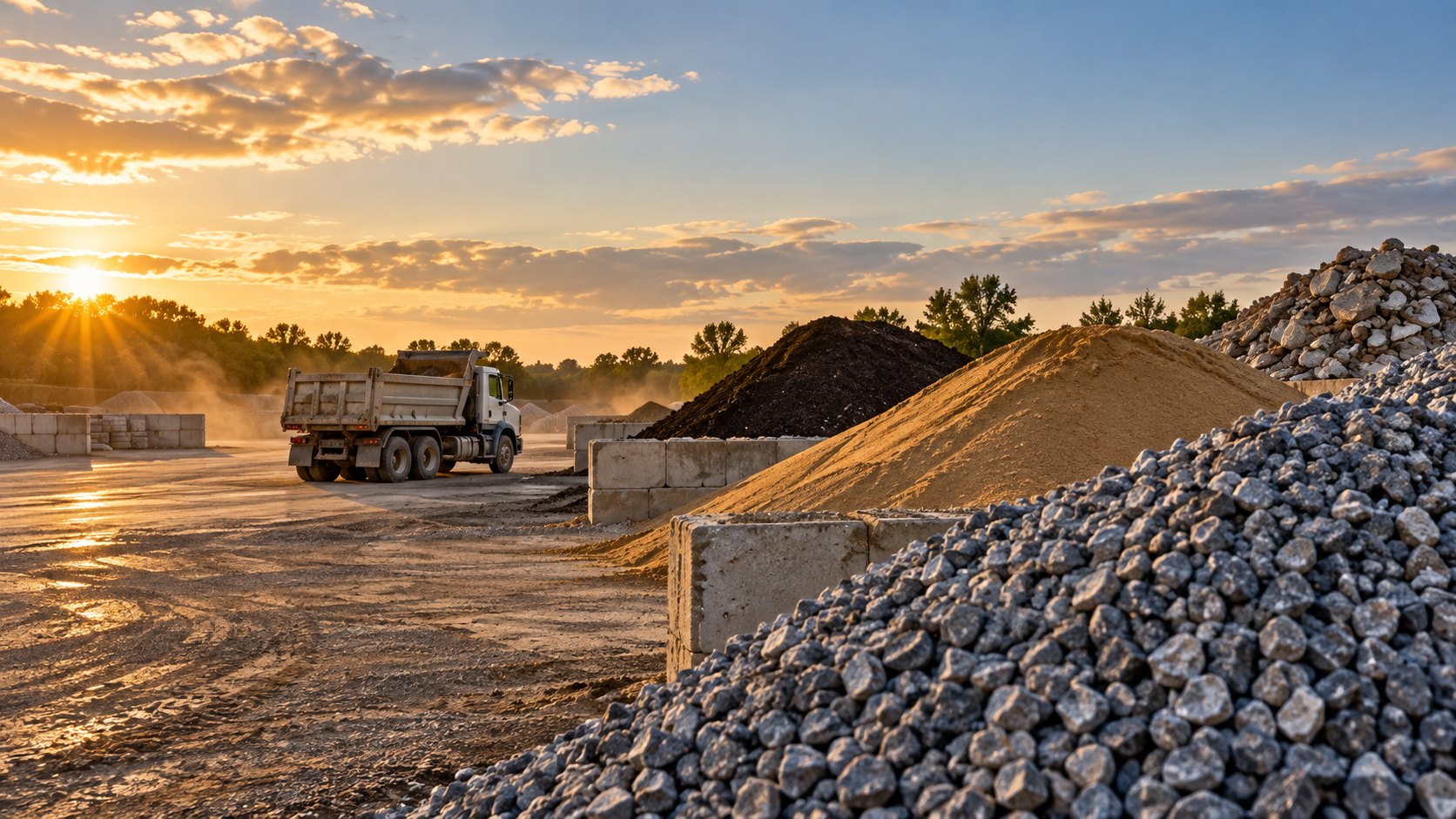 Rock Creek dump truck delivering material at a gravel site
